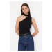 Trendyol Black Choker Neck Fitted/Slippery Knitted Blouse