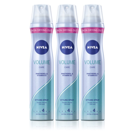 NIVEA Volume Care lak na vlasy pre zväčšenie objemu 3 x 250 ml