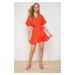 Trendyol Orange Double Breasted Skirt Flounced Mini Woven Dress