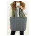 Madamra Gray Women's Quilted Pattern Puffy Bag