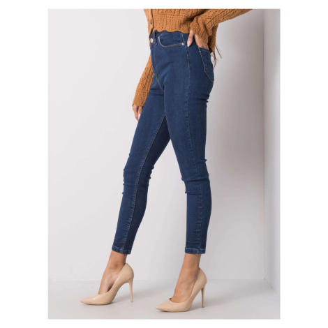 Jeans trousers-320-SP-2614.05P-dark blue Rue Paris