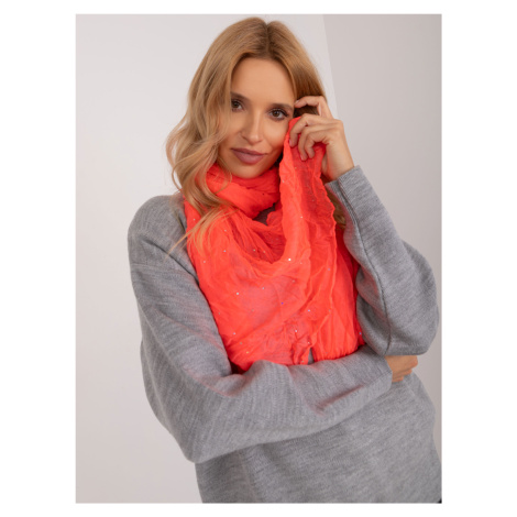 Fluo pink women's scarf with appliqués