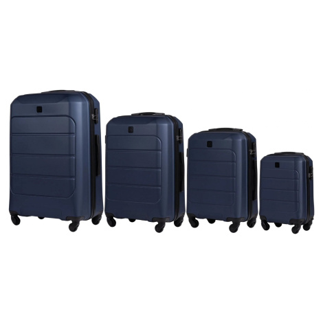 TMAVOMODRÁ SADA 4 ŠKRUPINOVÝCH KUFROV GAN01, LUGGAGE 4 SETS (L,M,S,XS) WINGS, BLUE