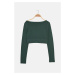 Trendyol Green Bedspread Stitched Crop Knitted Blouse