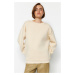 Trendyol Stones Oversize/Comfortable fit Basic Crew Neck Thick/Fleece Knitted Sweatshirt