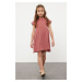 Trendyol Dusty Rose Girl's Ruffle Short Sleeve Knitted Dress