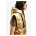 Dámska prešívaná zimná bunda s kapucňou v zlatej farbe Desigual Jiman