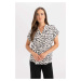 DEFACTO Regular Fit Crew Neck Patterned Short Sleeve Shirt