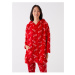 LC Waikiki Hooded Christmas Themed Long Sleeve Women's Plush Pajama Top