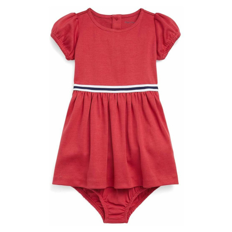 Šaty pre bábätká Polo Ralph Lauren červená farba, mini, áčkový strih