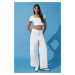 Trendyol White Zipper Detailed High Waist Wide Leg Jeans