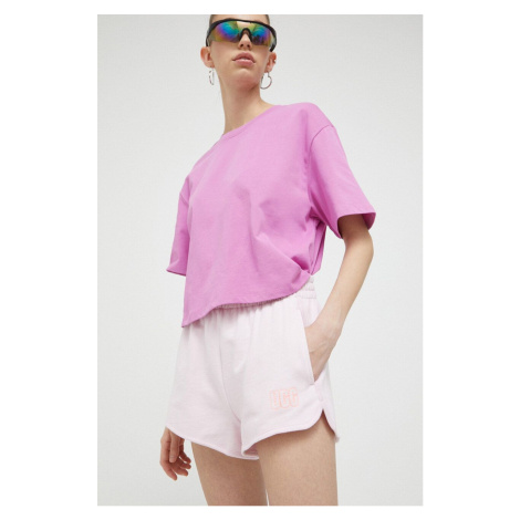 Bavlnené šortky UGG ružová farba, jednofarebné, vysoký pás