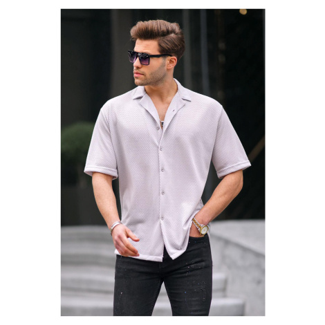 Madmext Men's Gray Short Sleeve Shirt 6728