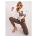 Ecru-brown women's tracksuit with letter M