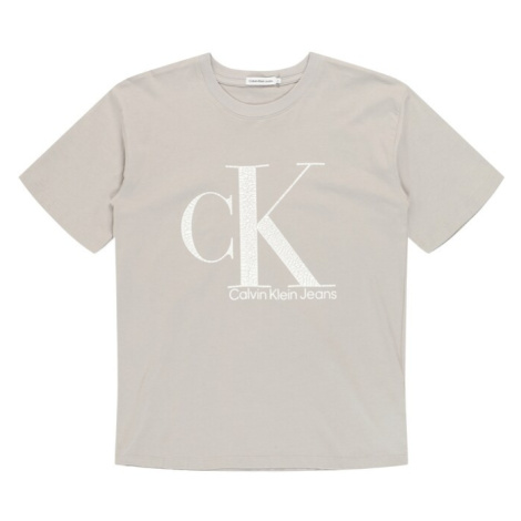 Calvin Klein Jeans Tričko  sivá melírovaná / biela