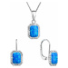 Sada šperkov so syntetickým opál a kryštály Preciosa náušnice a prívesok modré okrúhle 39175.1