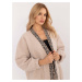 Beige women's cardigan with decorative trim