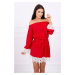 Dress with lace with waist tie red