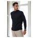 64721 Dewberry Half Turtleneck Woolen Mens Knit Sweater-NAVY BLUE