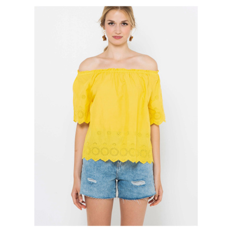 Yellow blouse with exposed shoulders CAMAIEU - Ladies