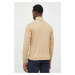 Bavlnené tričko s dlhým rukávom Polo Ralph Lauren béžová farba, jednofarebné