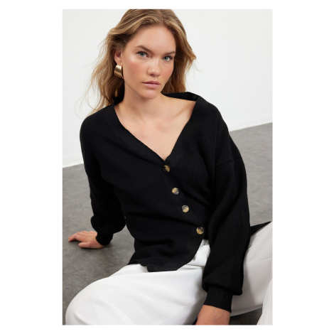 Trendyol Black V-Neck Knitwear Cardigan