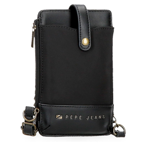 Crossbody taška na mobil s peňaženkou Pepe Jeans Morgan - čierna