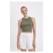 DEFACTO Fitted Printed Crew Neck Ribbed Camisole Athlete