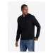 Ombre Structured men's polo longsleeve with patch - black