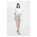 DEFACTO Paperbag High Waist Fold-Ankle Jean Shorts