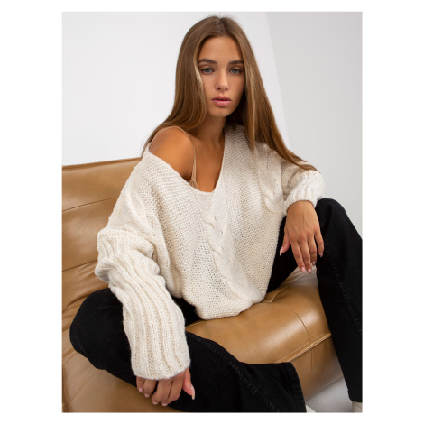 Ecru oversized knitted sweater OCH BELLA