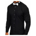 Čierna pánska elegantá košeľa s dlhými rukávmi BOLF 4702-A motýlik + manžetové gombíky