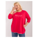 Red loose-fitting cotton blouse plus size