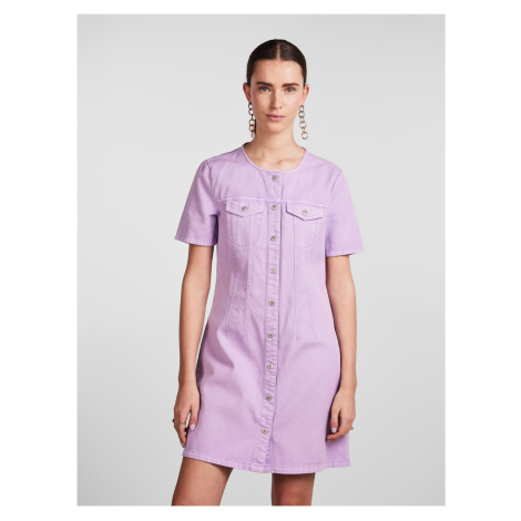 Svetlo fialové dámske džínsové košeľové šaty Pieces Tara