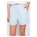 Trendyol Light Blue Elastic Waist Chambre Denim Shorts & Bermuda