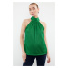 Trendyol Green High Collar Regular/Normal Pattern Pleated Knitted Blouse