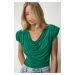 Happiness İstanbul Women's Green Flowy Collar Sleeveless Blouse