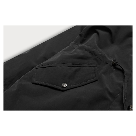 Čierna dámska zimná bunda parka s kožušinovou podšívkou (W619/1) MHM