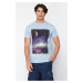 Trendyol Blue Galaxy Printed Regular Cut T-Shirt