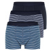 Trendyol 3-Piece Navy Blue Striped-Plain Mix Cotton Boxer