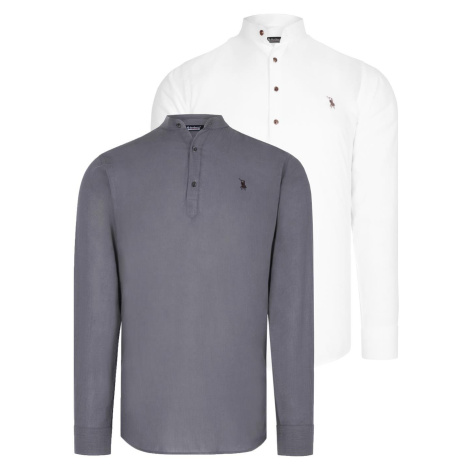 DOUBLE SET G783 DEWBERRY JUDGE COLLAR SHIRT-WHITE-ANTHRACITE