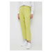 Vlnené nohavice PS Paul Smith dámske, žltá farba, široké, vysoký pás