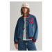 BUNDA GANT DENIM VARSITY JACKET SEMI LIGHT BLUE BROKEN IN