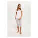 Women's pajamas Karla, short sleeves, 3/4 leg - salmon pink/print