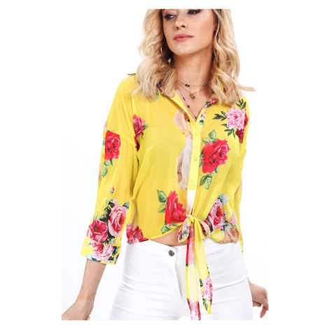 Yellow summer shirt with flowers FASARDI