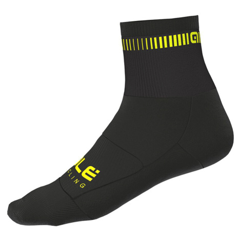 ALÉ Cyklistické ponožky klasické - LOGO Q-SKIN - čierna/žltá