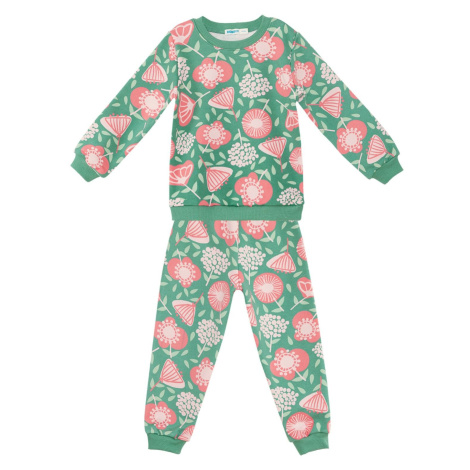 Denokids Pink Floral Baby Girl Green Tracksuit Set