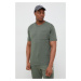 Bavlnené tričko New Balance zelená farba, jednofarebné