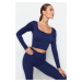 Trendyol Dark Navy Seamless Crop Extra Stretchy Knitted Sports Top/Blouse