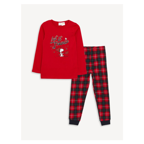 LC Waikiki Crew Neck Snoopy Printed Long Sleeve Girl's Pajama Set